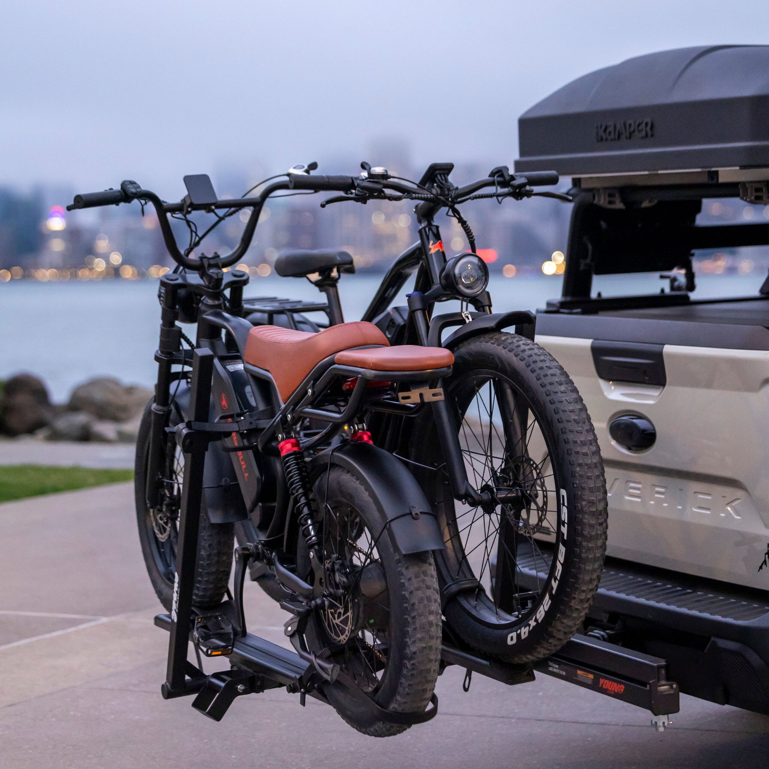 Truck with bike rack carrier and other towing and vehicle accessories